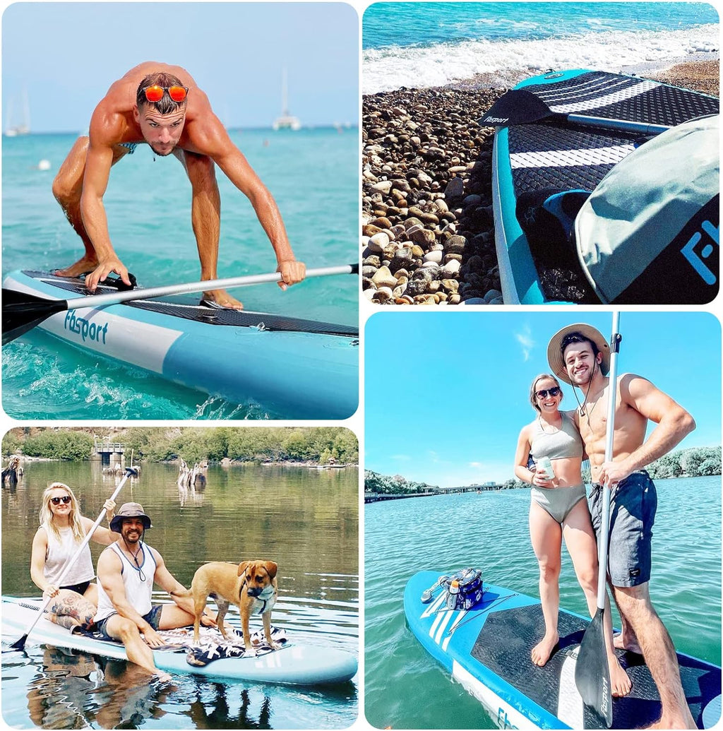 Premium Stand Up Paddle Board Yoga Board with Durable SUP Accessories & Carry Bag | Wide Stance Surf Control Non-Slip Deck Leash Paddle and Pump for Youth & Adult
