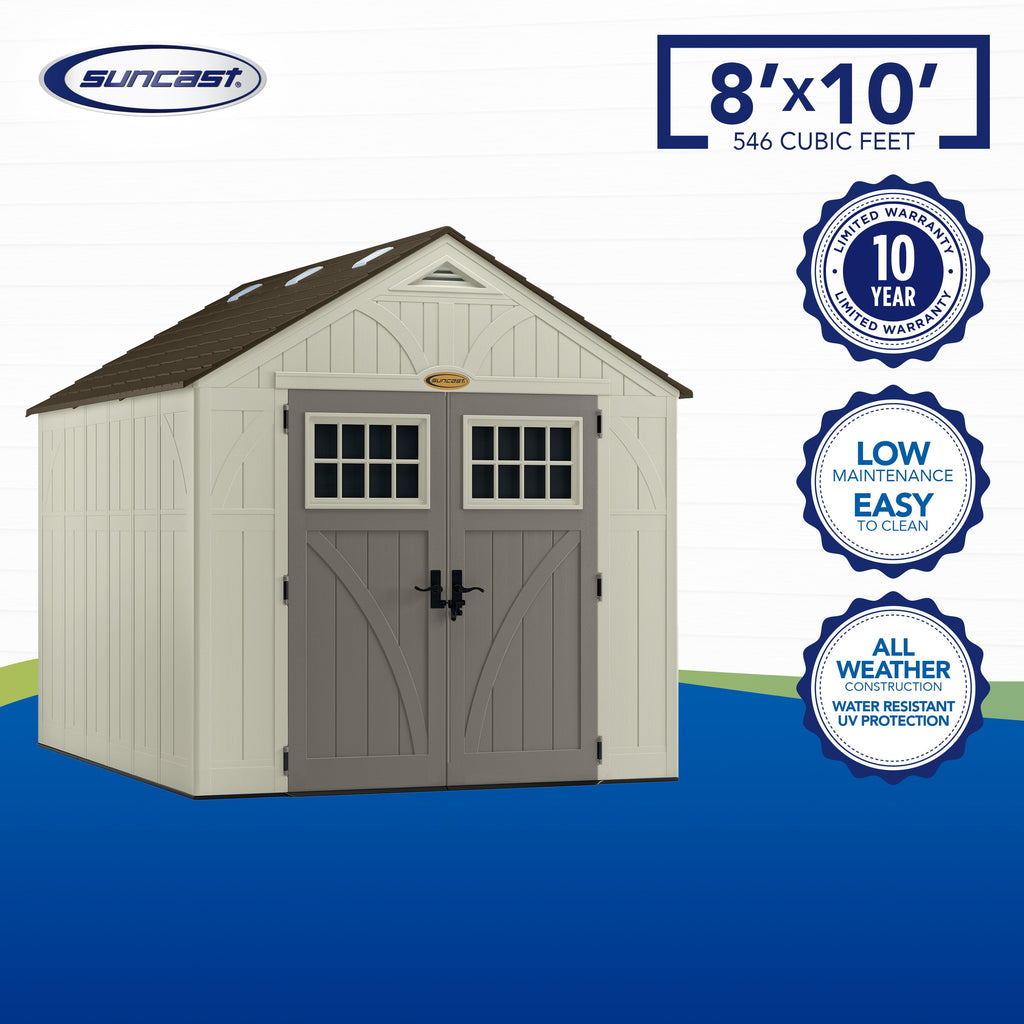 2025 Suncast 8 x 10 ft. Metal and Resin Storage Shed, Vanilla