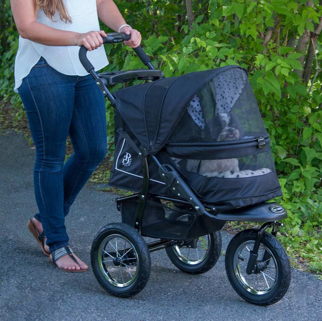 No-Zip NV Pet Stroller for Cats/Dogs Zipperless Entry Easy One-Hand Fold Gel-Filled Tires Plush Pad + Weather Cover Included 3 colors