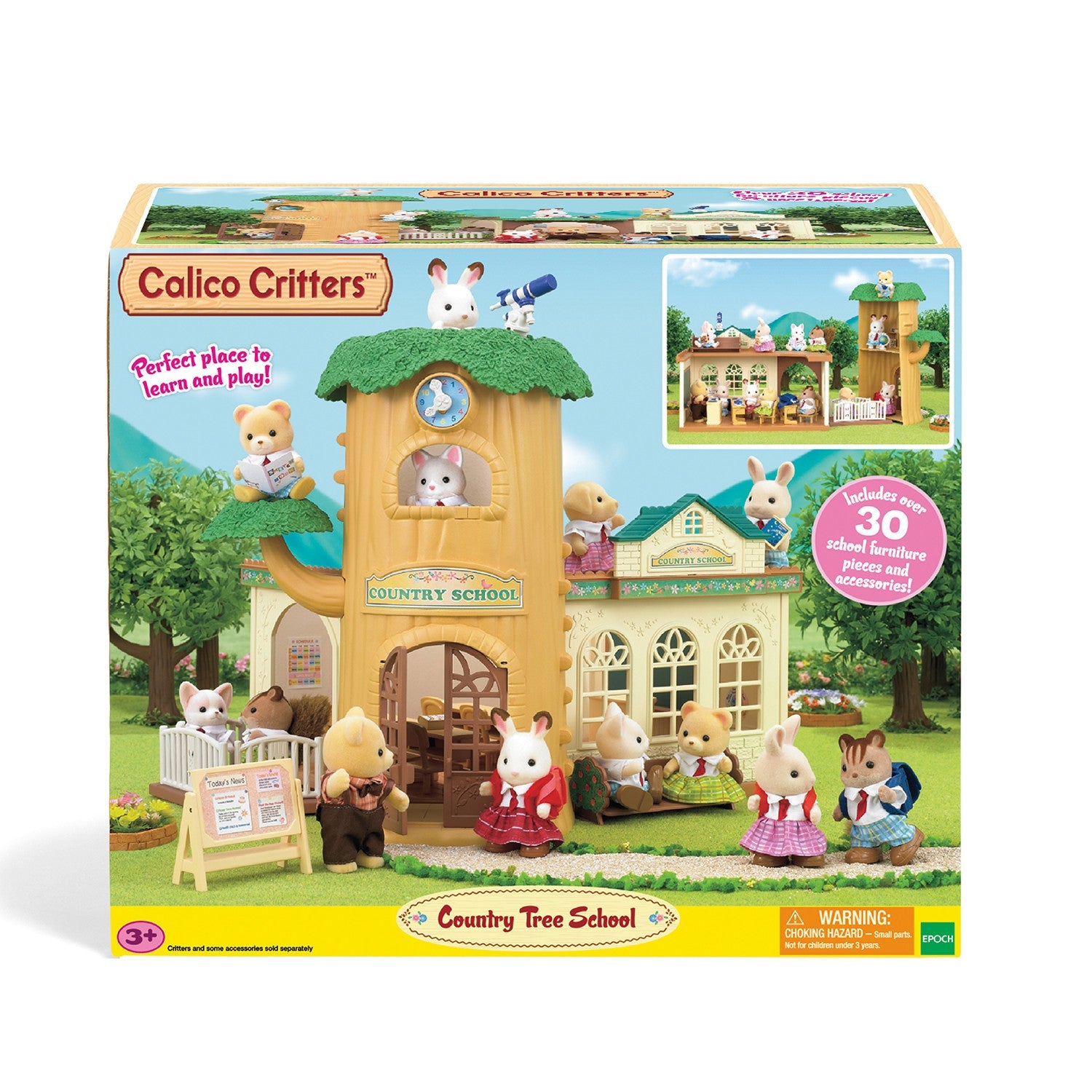 Calico Critters Country Tree School, Dollhouse Playset with Furniture and Accessories