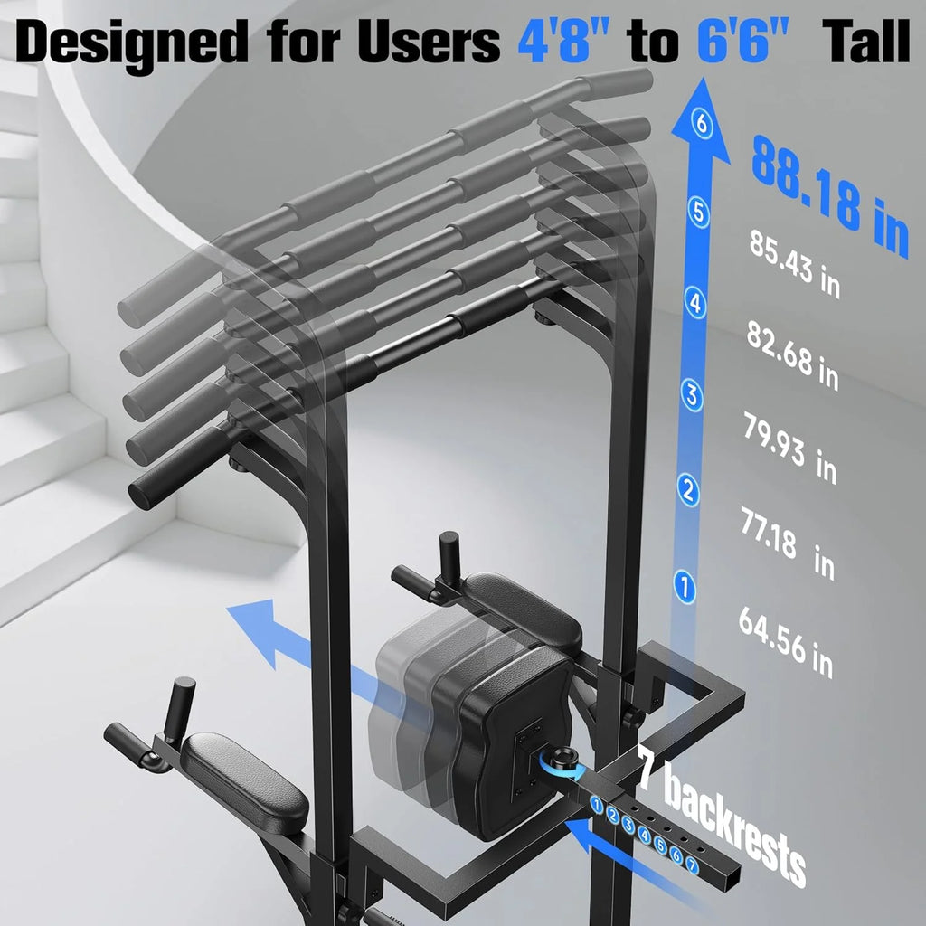 Sportsroyals Power Tower Pulp Up Bar Station, 450 lbs stable suspended immersion tilt station