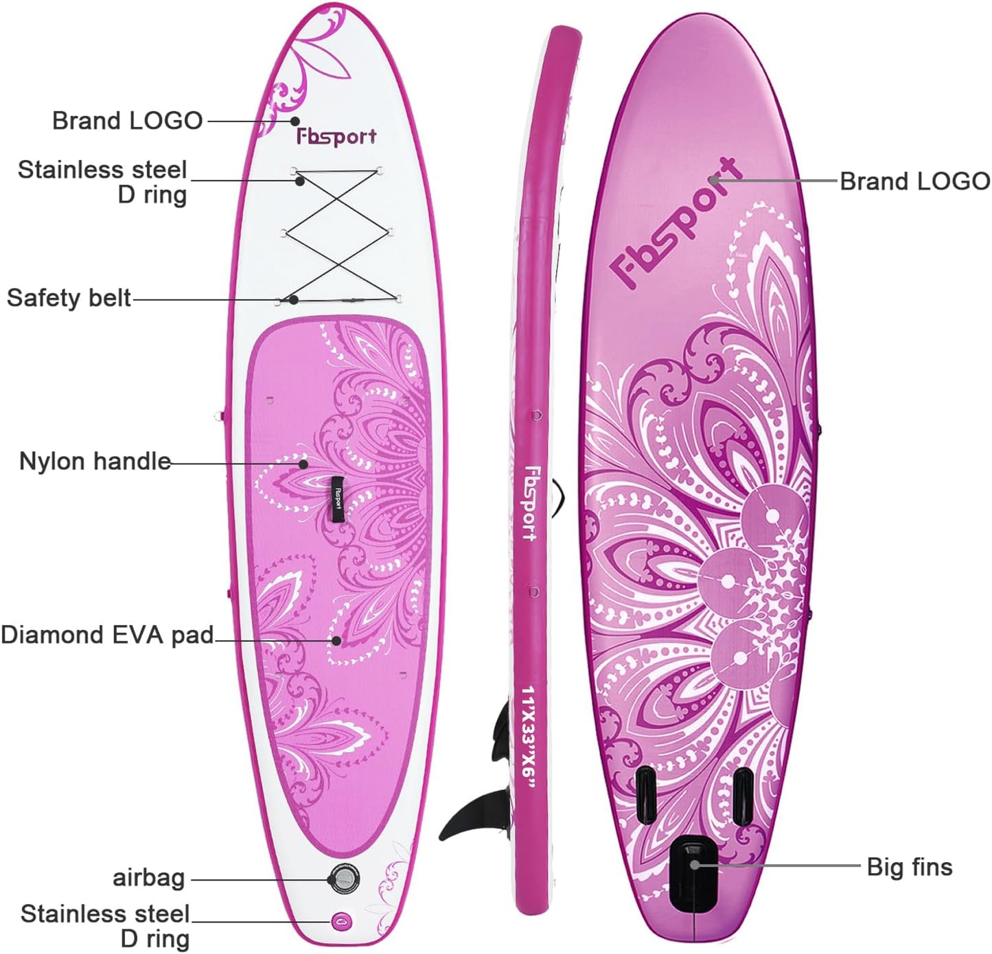 Premium Stand Up Paddle Board Yoga Board with Durable SUP Accessories & Carry Bag | Wide Stance Surf Control Non-Slip Deck Leash Paddle and Pump for Youth & Adult