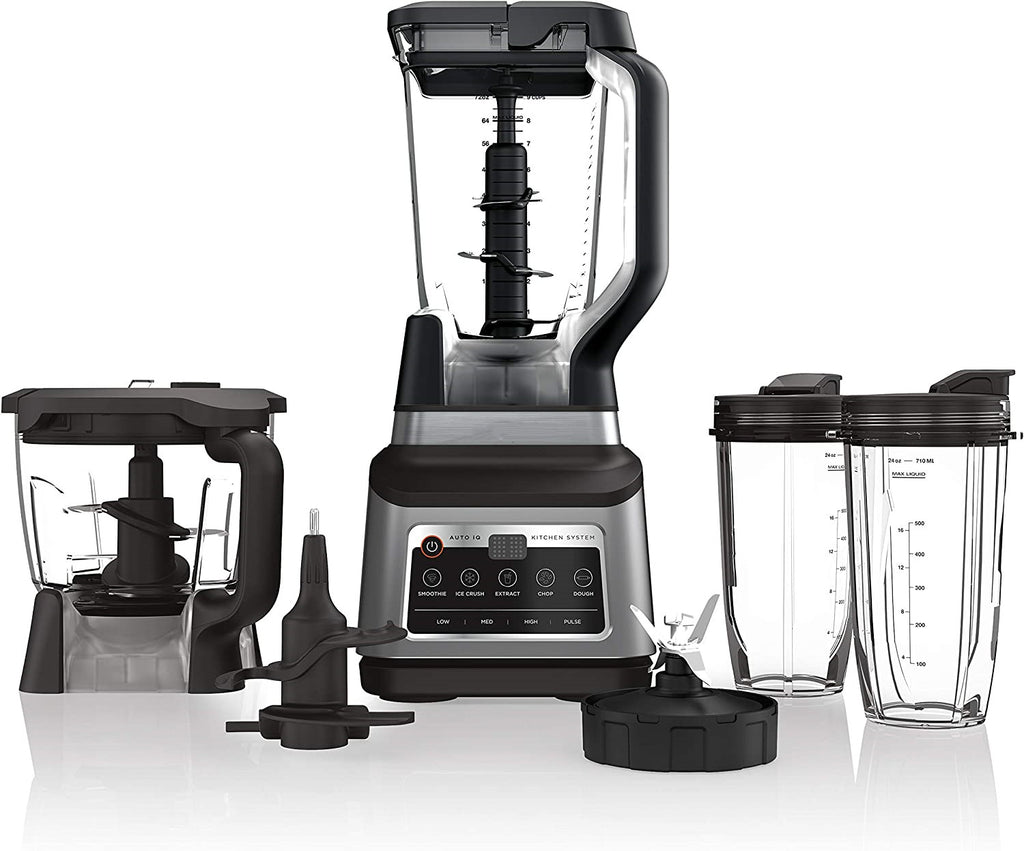 Mega Kitchen System 72 oz. Pitcher 8-Cup Food Processor 16 oz. Single Serve Cup 1500-Watt Black