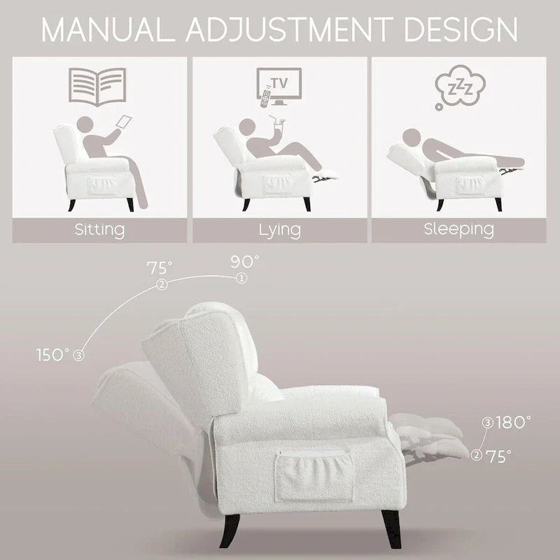 Manual Pushback Recliner Adjustable Accent Chair Wingback Armchair Set of 2