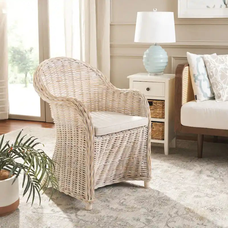 SAFAVIEH Sinja Yellow Rattan Club Chair - 24 x 26 x 35 - 24Wx26Dx35H