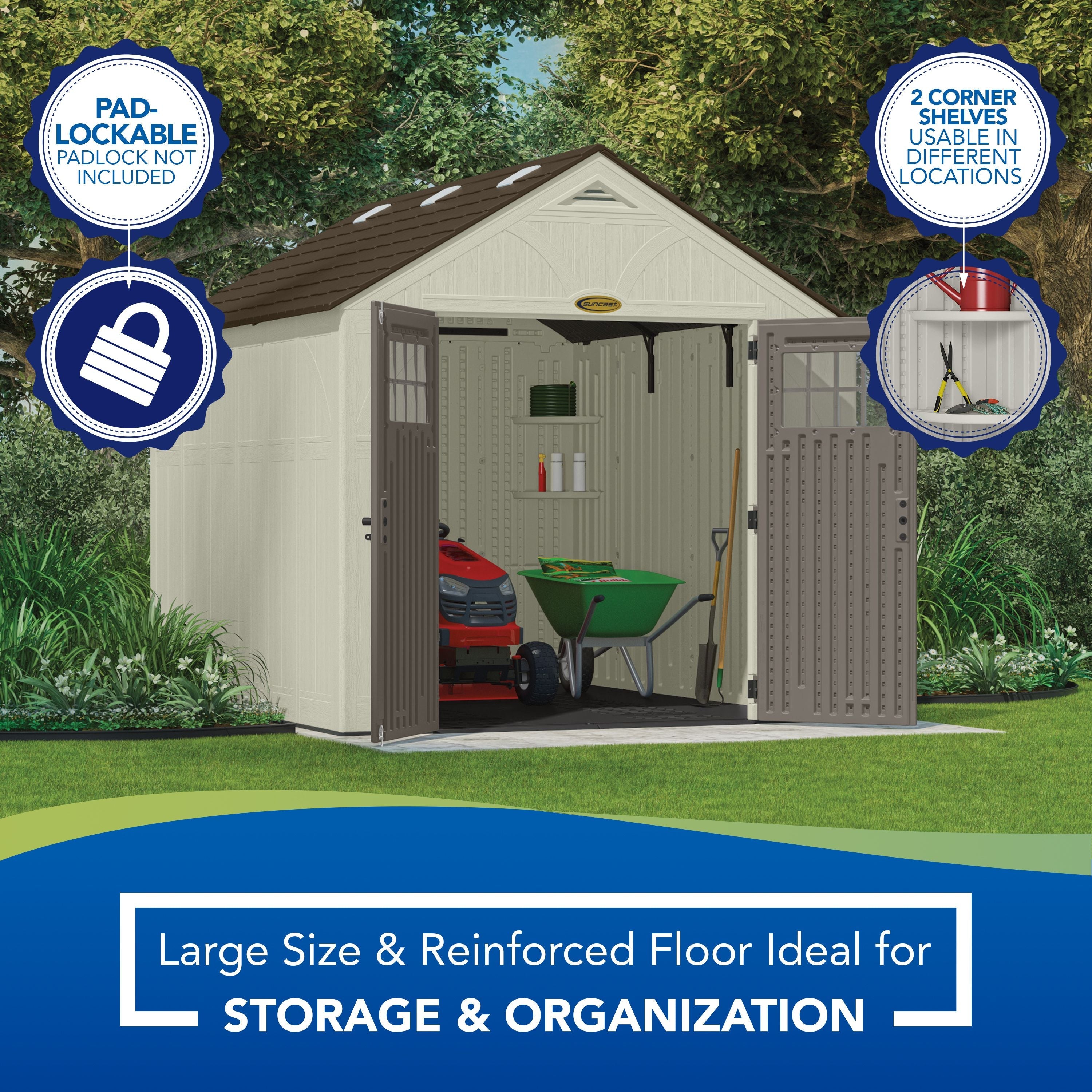 2025 Suncast 8 x 10 ft. Metal and Resin Storage Shed, Vanilla