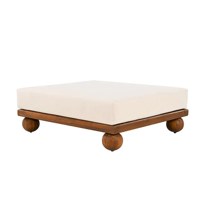 Scott Living Dulcie 4 Piece Outdoor Acacia Wood L Shape Setional Sofa with Removable Cushions