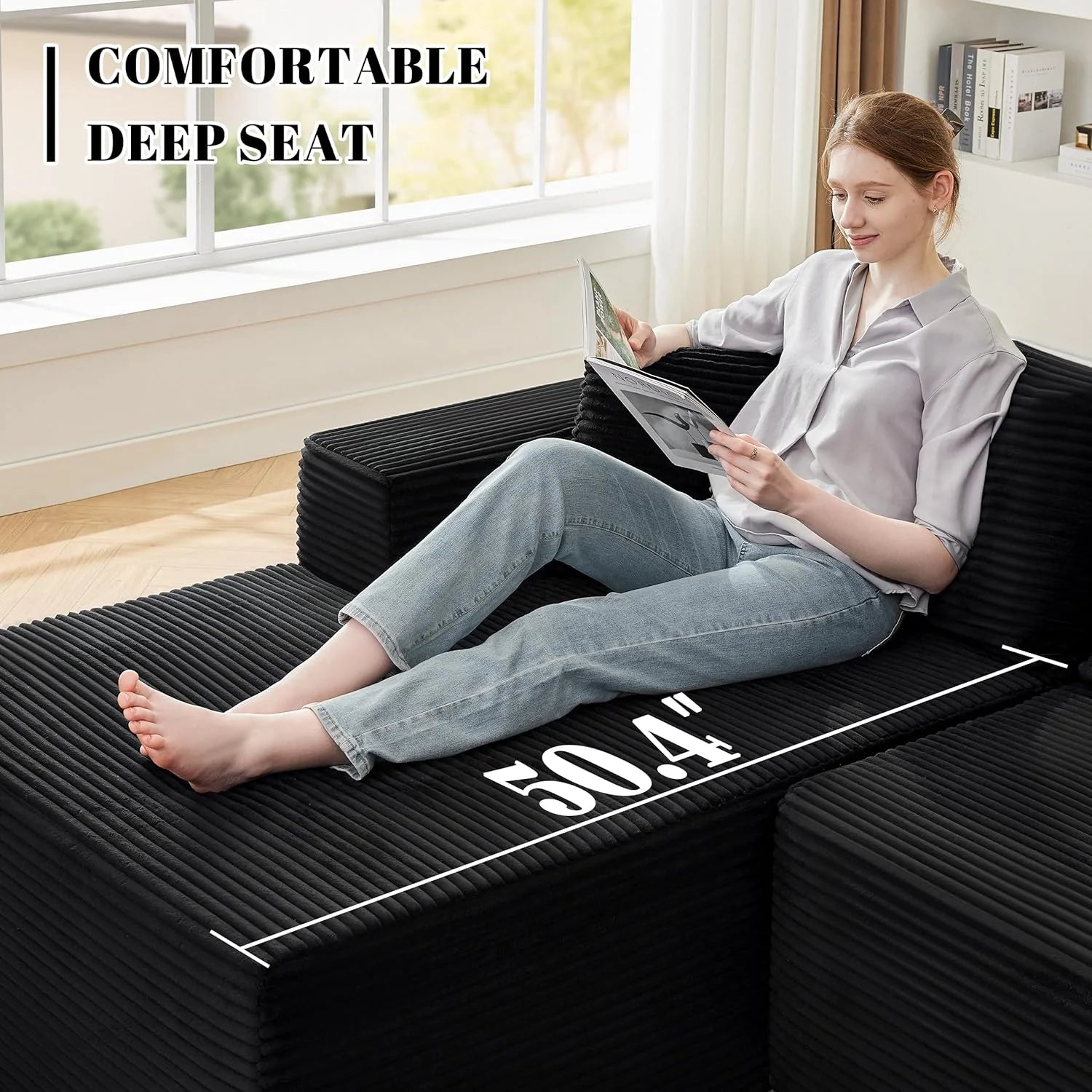 110 Cloud Sectional Couch, Boneless Sofa for Living Room Modular Sectional Sofa with Deep Seat