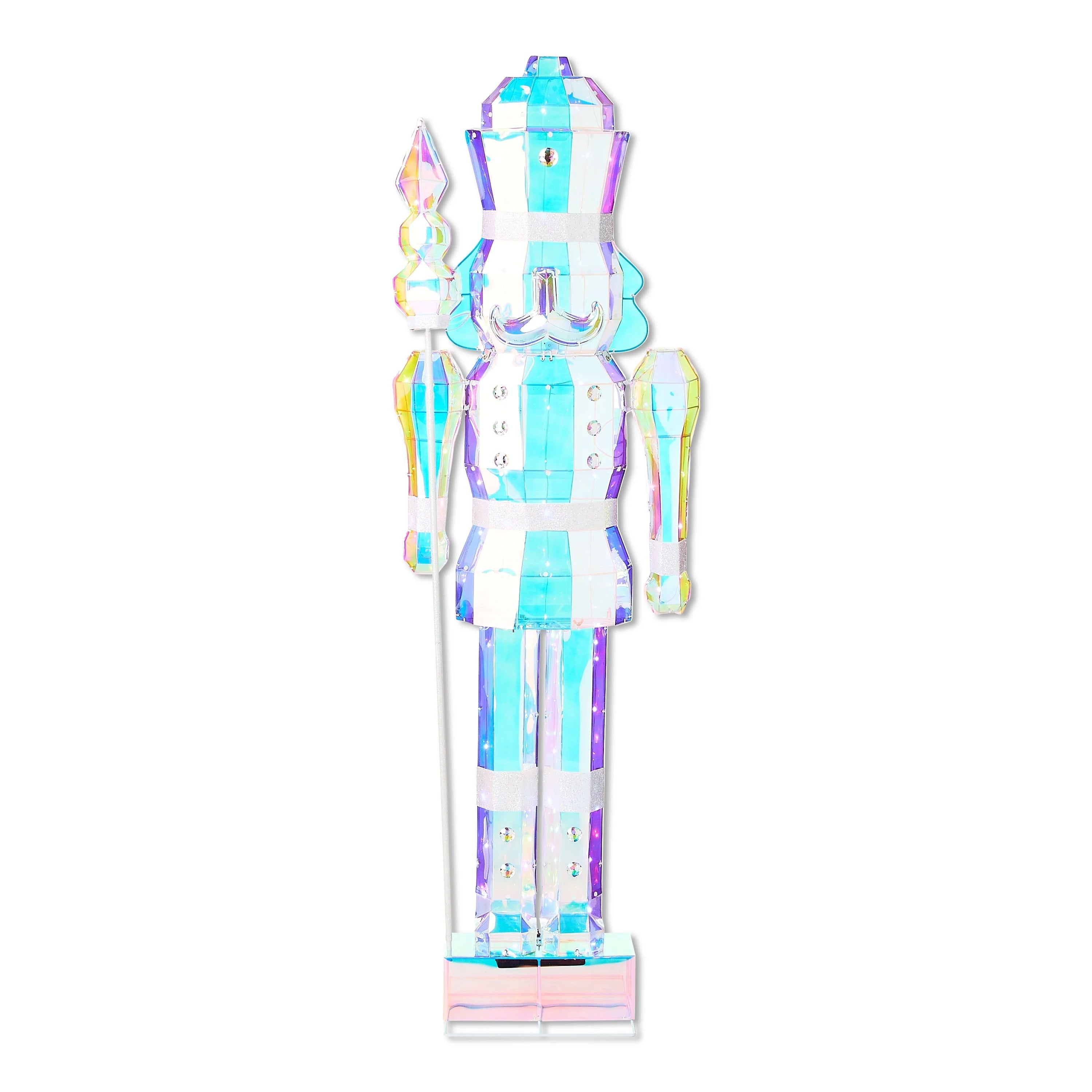 2025 Light-Up Prismatic Nutcracker Indoor/Outdoor Christmas Decoration, Iridescent, 6', by Holiday Time