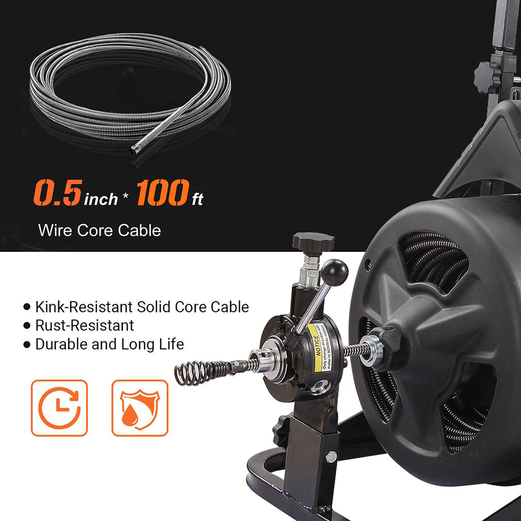 2025 XtremepowerUS 45078 45078 Drain Snake Commercial w/Attachments 100' Electric Sewer
