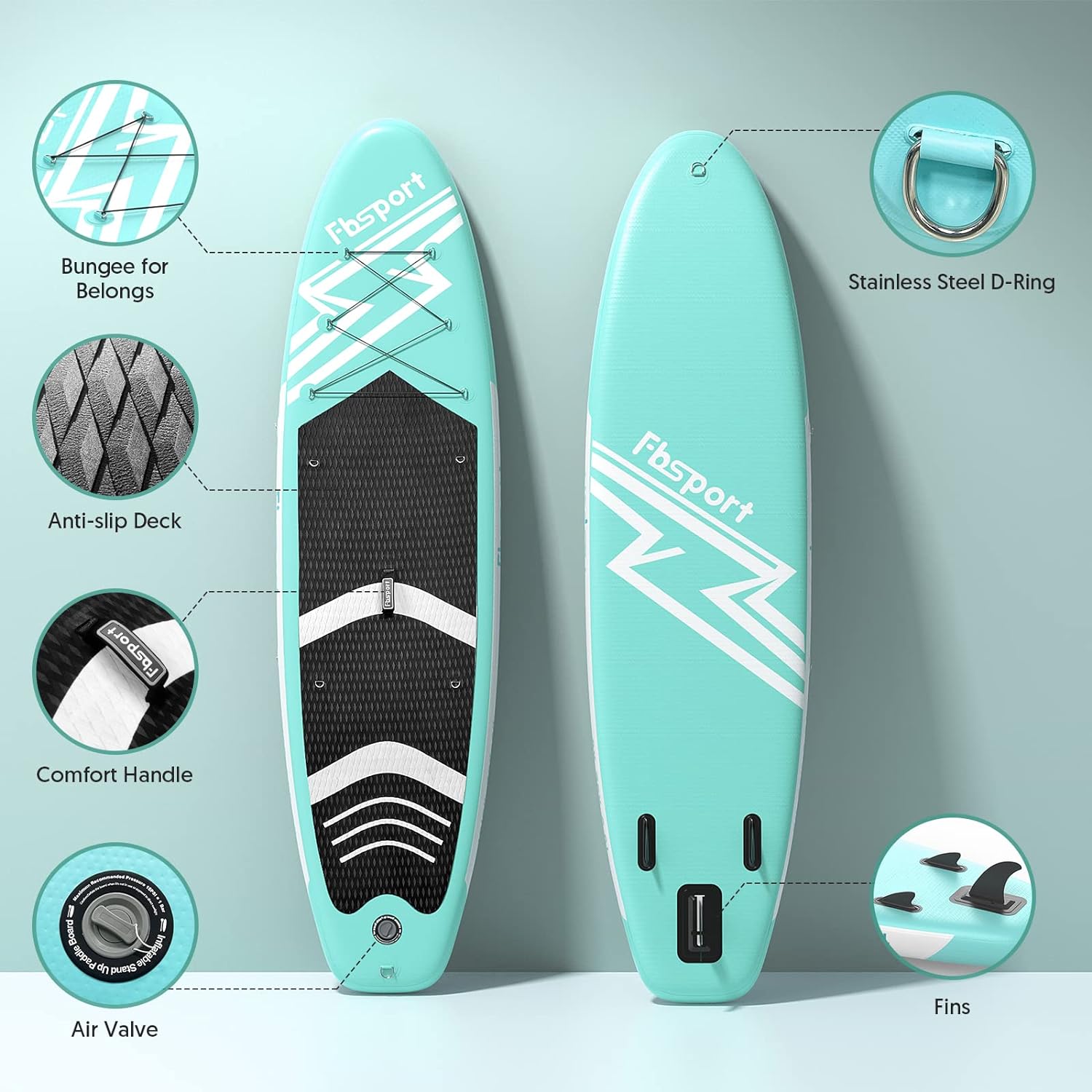 Premium Stand Up Paddle Board Yoga Board with Durable SUP Accessories & Carry Bag | Wide Stance Surf Control Non-Slip Deck Leash Paddle and Pump for Youth & Adult