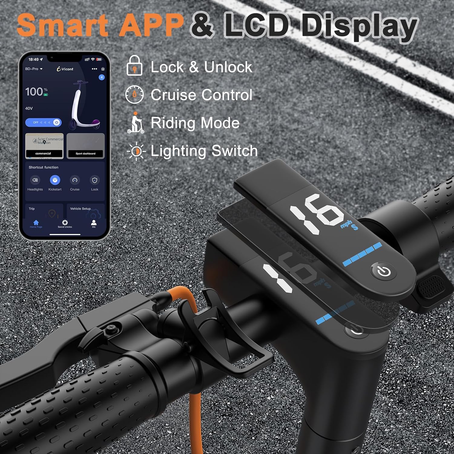 Electric Scooter Powerful Motor Dual Braking
