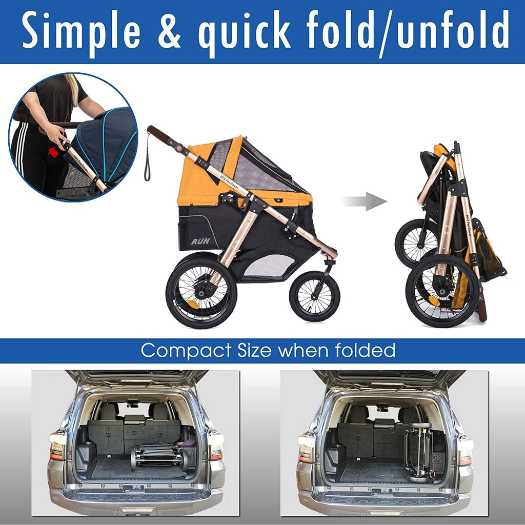 Jogging Sports Stroller with Comfort Rubber Wheels/Zipper-Less Entry/1-Hand Quick Fold/Aluminum Frame for Small/Medium Dogs Cats and Pets (Green Camo)