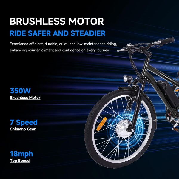 2025 26 Inch Adult 3 Wheel Electric Tricycle with Basket, Fat Tires,7 Speeds,350W Powerful Motor, 36V 10Ah Removable Battery Dark Gray