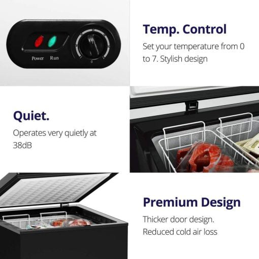 Northair Chest Freezer �C 3.5 Cu Ft with 2 Removable Baskets �C Reach In Freezer Chest �C Quiet Compact Freezer �C 7 Temperature Settings �C Black