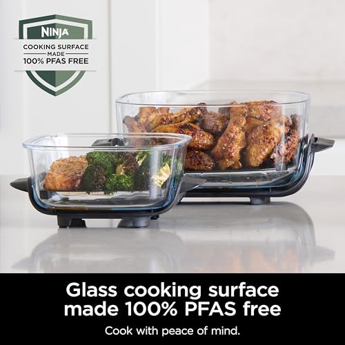 Ninja Crispi 4 in 1 Portable Glass Air Fryer Cooking System, 4QT &amp; 6 Cup Glass Containers with Storage Lids, Easy Meals, Microwave, Freezer &amp; Dishwasher Safe, Air Fry, Bake &amp; More, Cyberspace, FN101GY : Home &amp; Kitchen