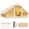 2025 6 Person Inflatable Camping Tent with Pump, 10ft x7ft Glamping Family Tent Easy Setup 4 Season Waterproof Windproof Outdoor Blow Up Tent Luxury Oxford Cabin with Mesh Windows & Doors sgtnighsdesigns