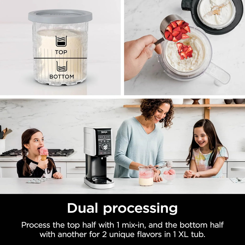 2025 NC301 CREAMi Ice Cream Maker, for Gelato, Mix-ins, Milkshakes, Sorbet, Smoothie Bowls & More, 7 One-Touch Programs, with (2) Pint Containers & Lids, Compact Size, Perfect for Kids, Silver