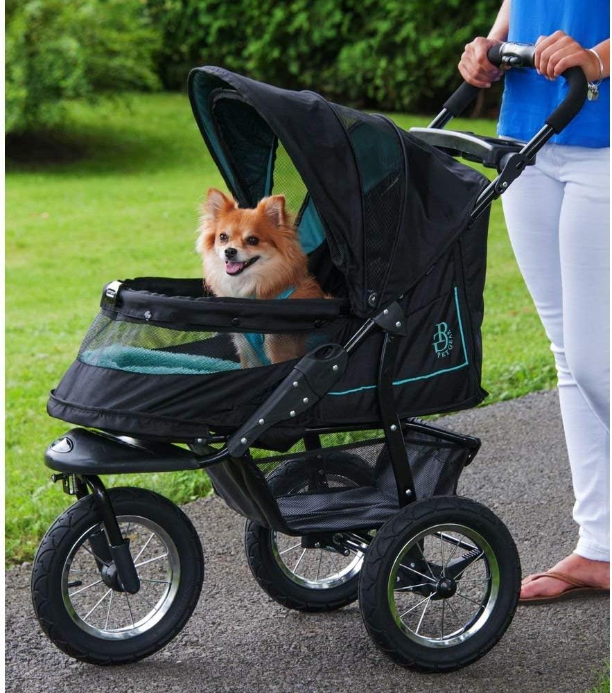 No-Zip NV Pet Stroller for Cats/Dogs Zipperless Entry Easy One-Hand Fold Gel-Filled Tires Plush Pad + Weather Cover Included 3 colors