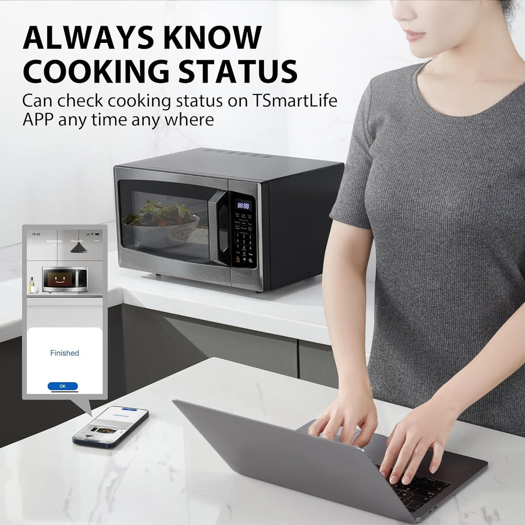 TOSHIBA 4-in-1 ML-EC42P(SS) Countertop Microwave Oven, Smart Sensor, Convection, Air Fryer Combo, Mute Function, Position Memory 13.6′′ Turntable, 1.5 Cu Ft, 1000W, Silver
