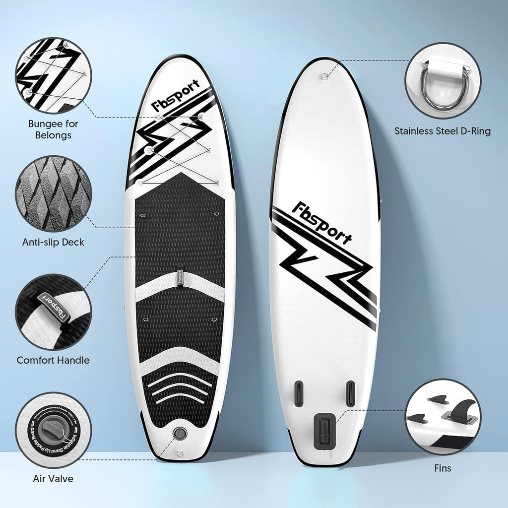 Premium Stand Up Paddle Board Yoga Board with Durable SUP Accessories & Carry Bag | Wide Stance Surf Control Non-Slip Deck Leash Paddle and Pump for Youth & Adult