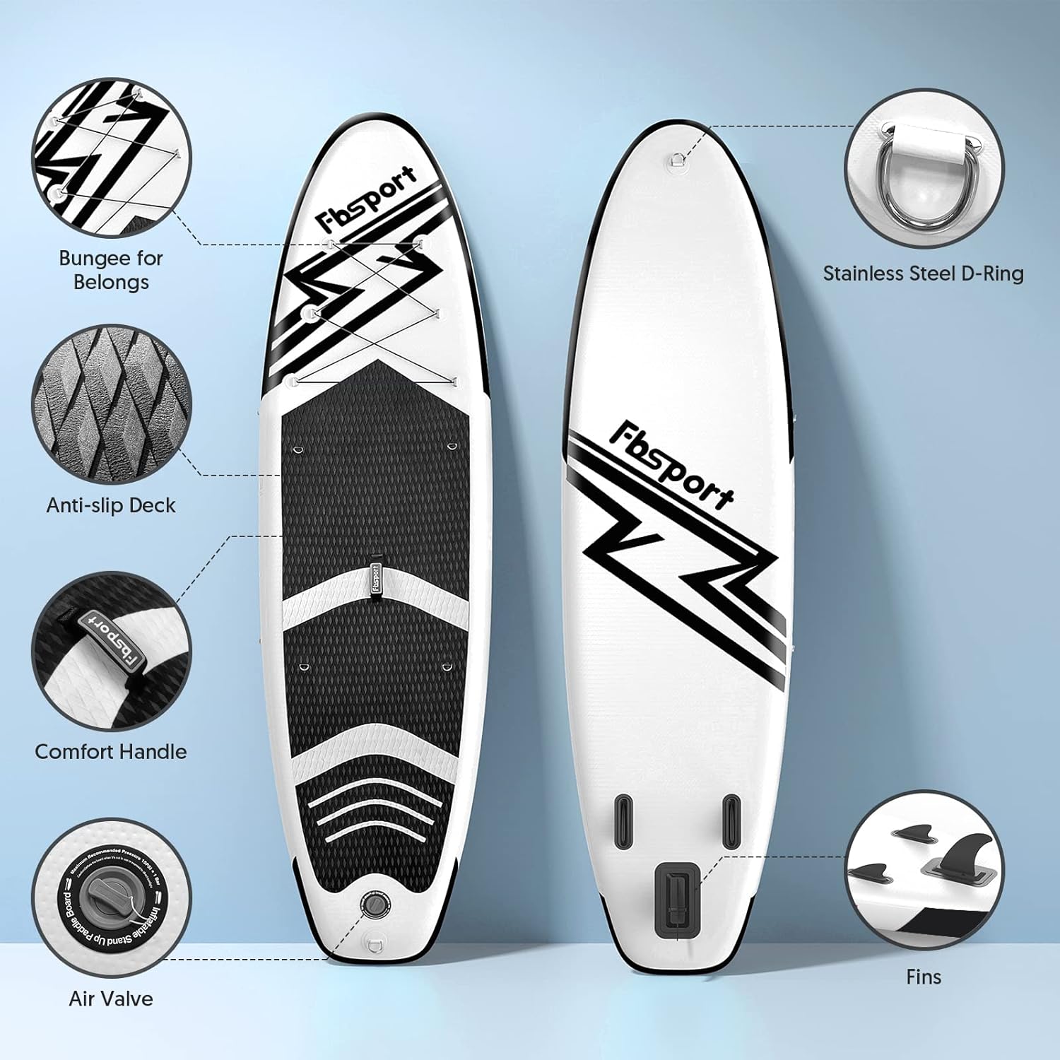Premium Stand Up Paddle Board Yoga Board with Durable SUP Accessories & Carry Bag | Wide Stance Surf Control Non-Slip Deck Leash Paddle and Pump for Youth & Adult