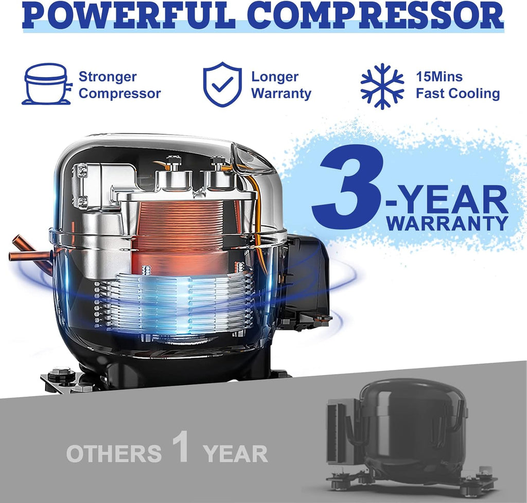 AJ30 Portable RefrigeratorPortable Freezer32 Quart(30L) Electric CoolerCar Refrigerator12/24V DC Cable & 110/240V ACCar Fridge for CampingTruckRVTravelFishing3-YEAR Warranty
