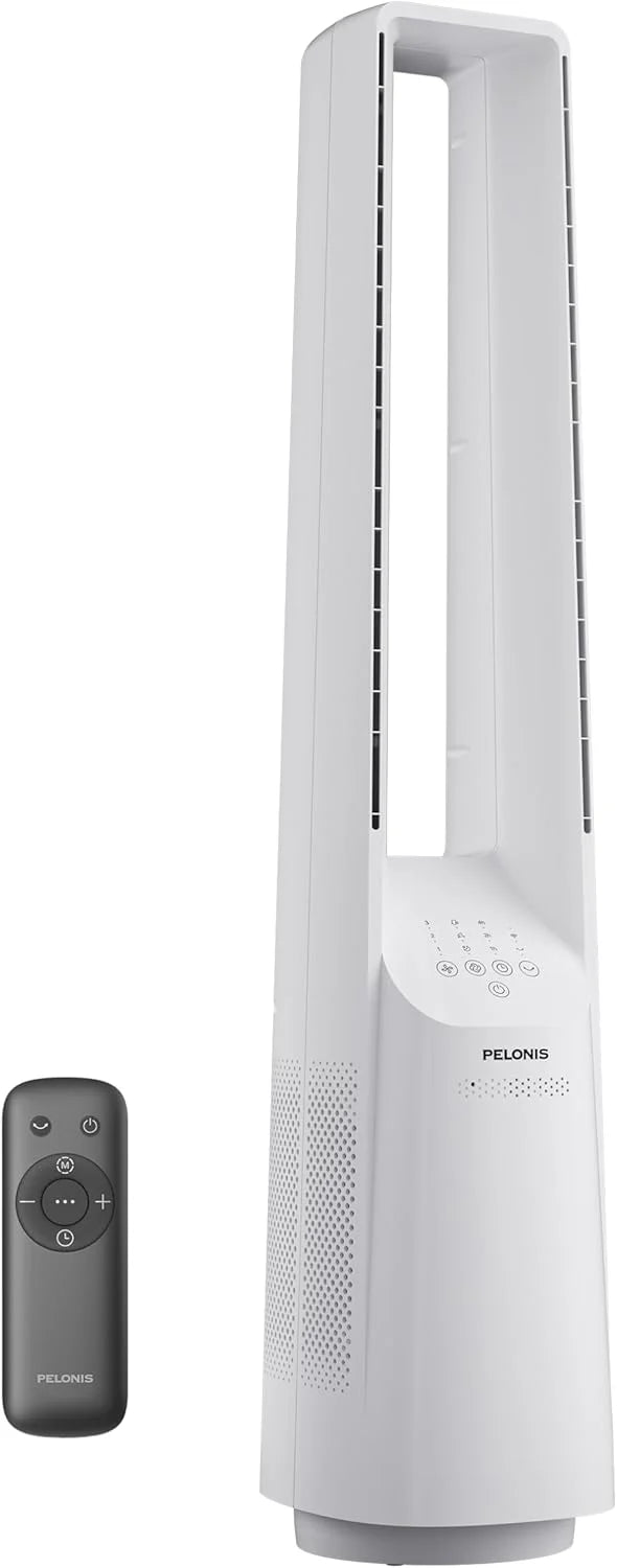 PELONIS 40" Smart Bladeless Fan for Bedrrom - Tower Fan, Alexa/Google/WiFi, DC Motor, 6 Speeds, 4 Modes, Remote, 7H Timer, 90掳 Oscillation, Safe for Home and Office