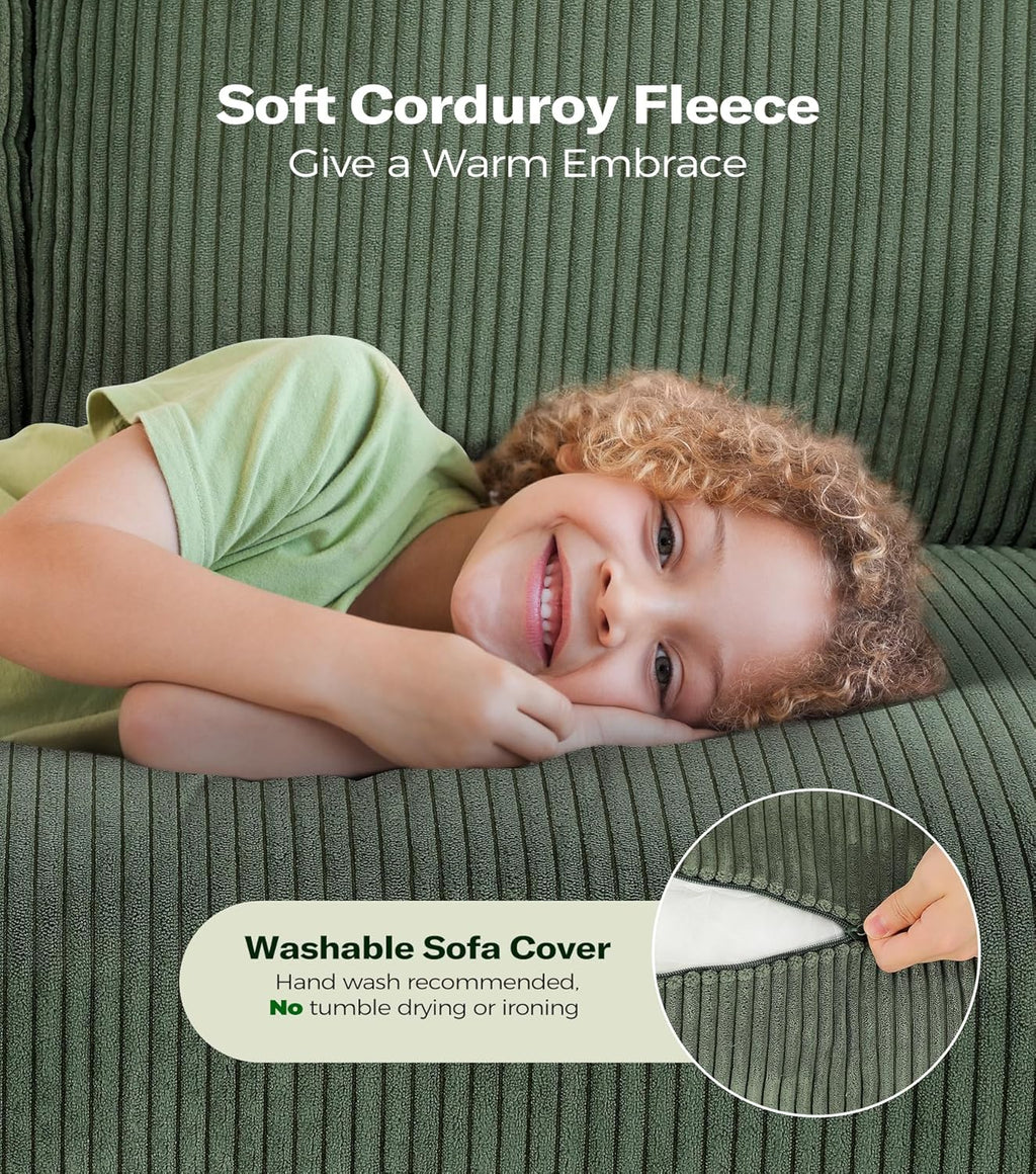 Loveseat Sofa 51" Love Seat Comfy Corduroy Small Loveseat Small Spaces Tool-Free Setup Couch