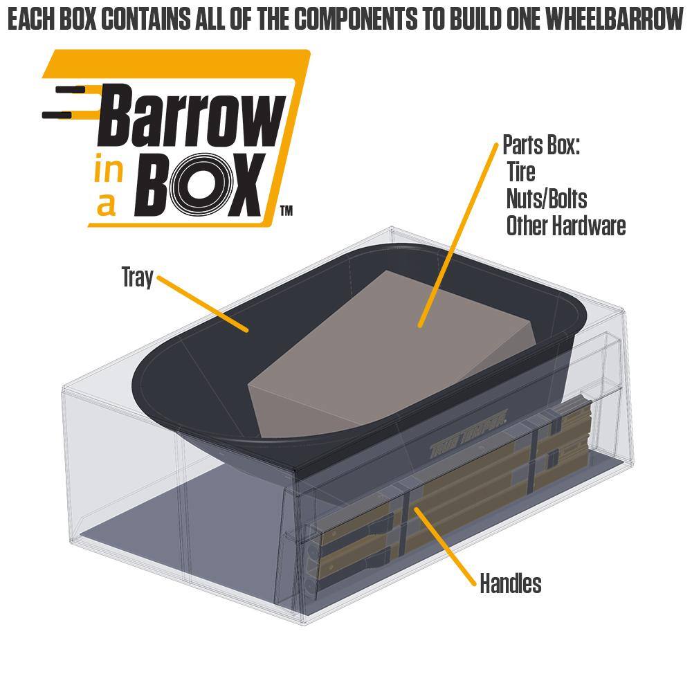 2025 True Temper R6STFFEC 6 cu. ft. Barrow in a Box Steel Wheelbarrow with Never Flat Tire and Steel Handles