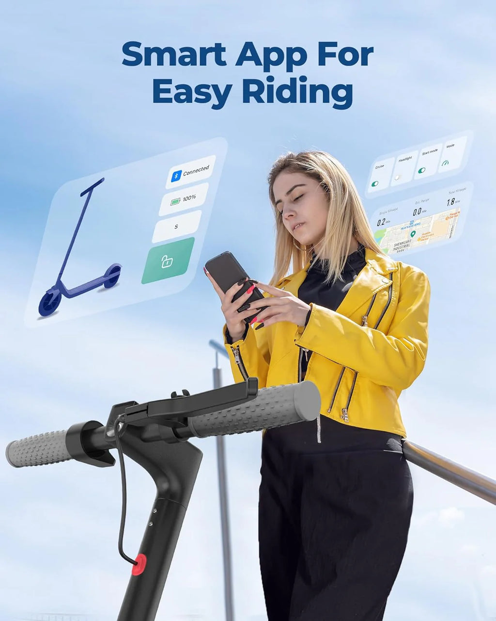 Electric Scooter Powerful Motor Dual Braking