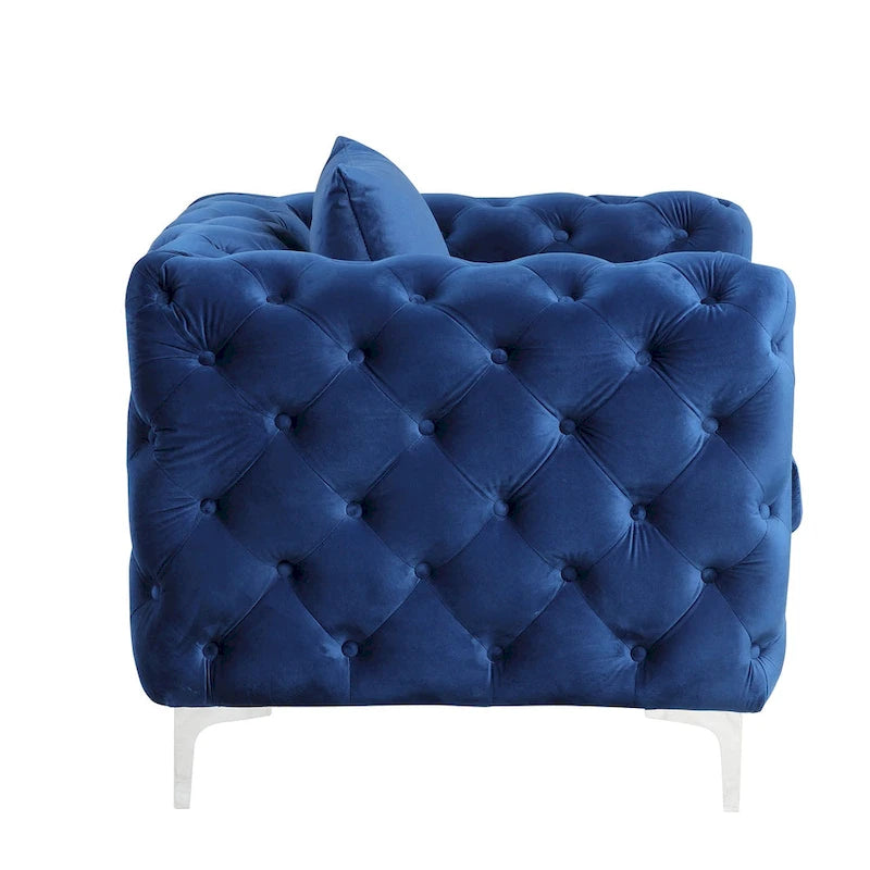 Morden Fort Modern Loveseat Two-Seater Sofa with Dutch Velvet, Solid Wood Frame and Iron Legs