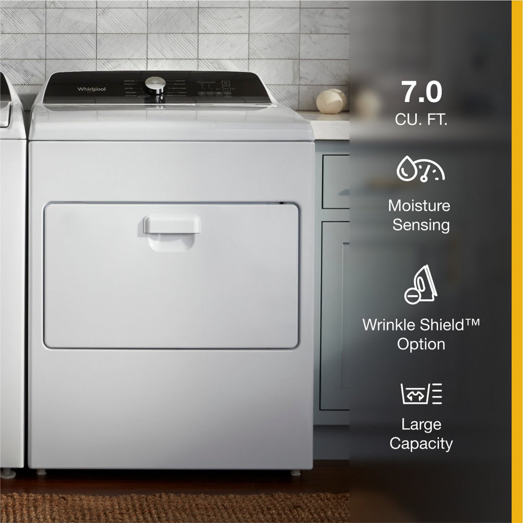 2025 Whirlpool – 7.0 Cu. Ft. Gas Dryer with Moisture Sensing – White