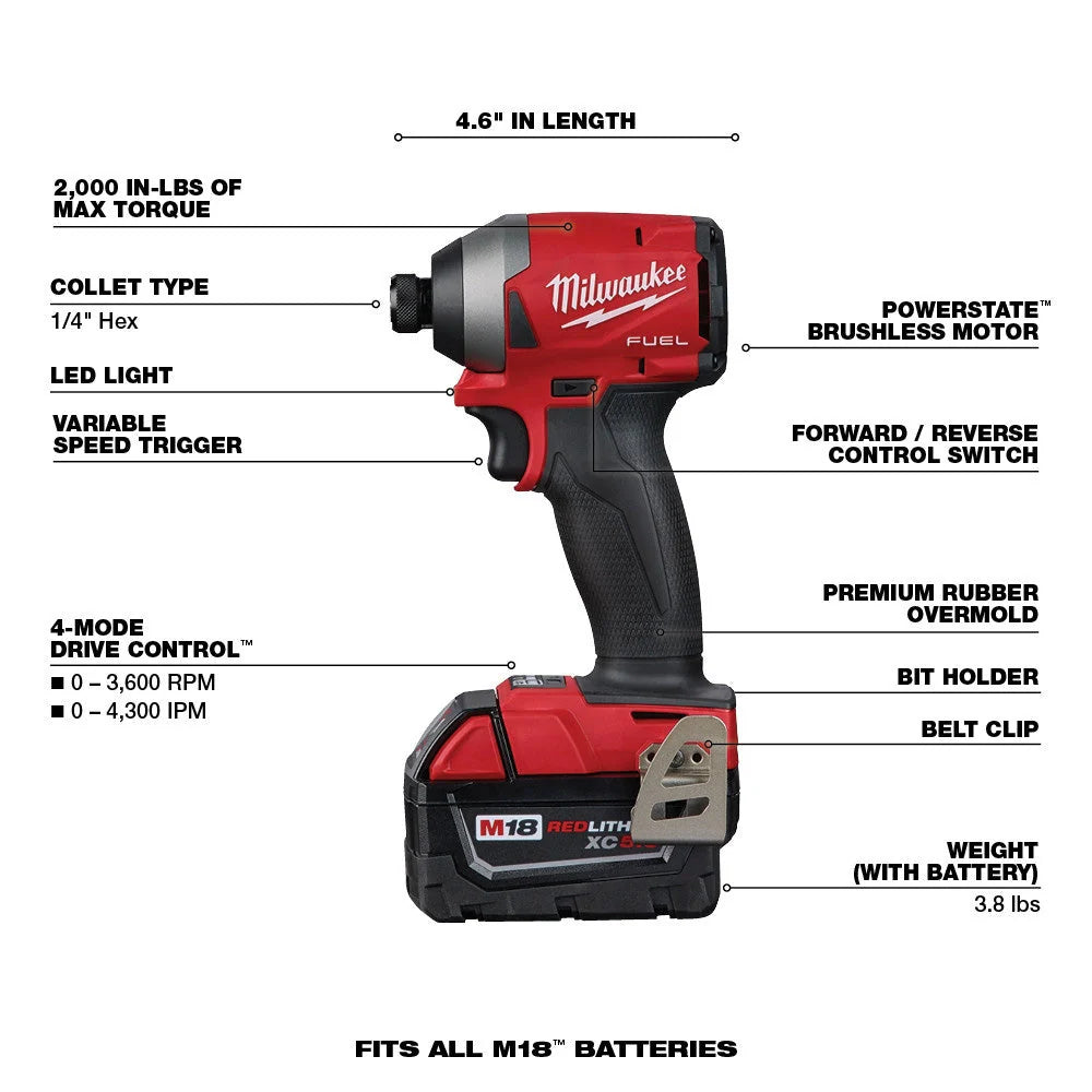 2025 18V M18 FUEL Lithium-Ion Brushless Cordless 7-Tool Combo Kit 5.0 Ah