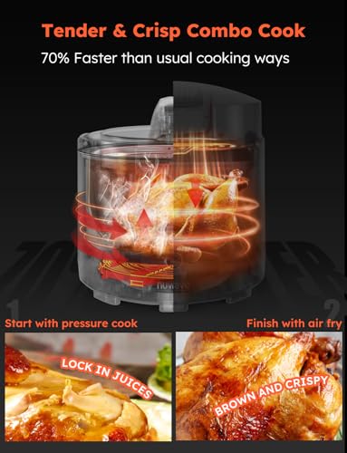 Nuwave Duet Air Fryer and Electric Pressure Cooker Combo with 2 Switchable Lids, 300 FoolProof One Touch Presets, Crisp&amp;Tender Tech, 6QT Heavy duty Stainless Steel Pot, 15  Safety Features : Home &amp; Kitchen