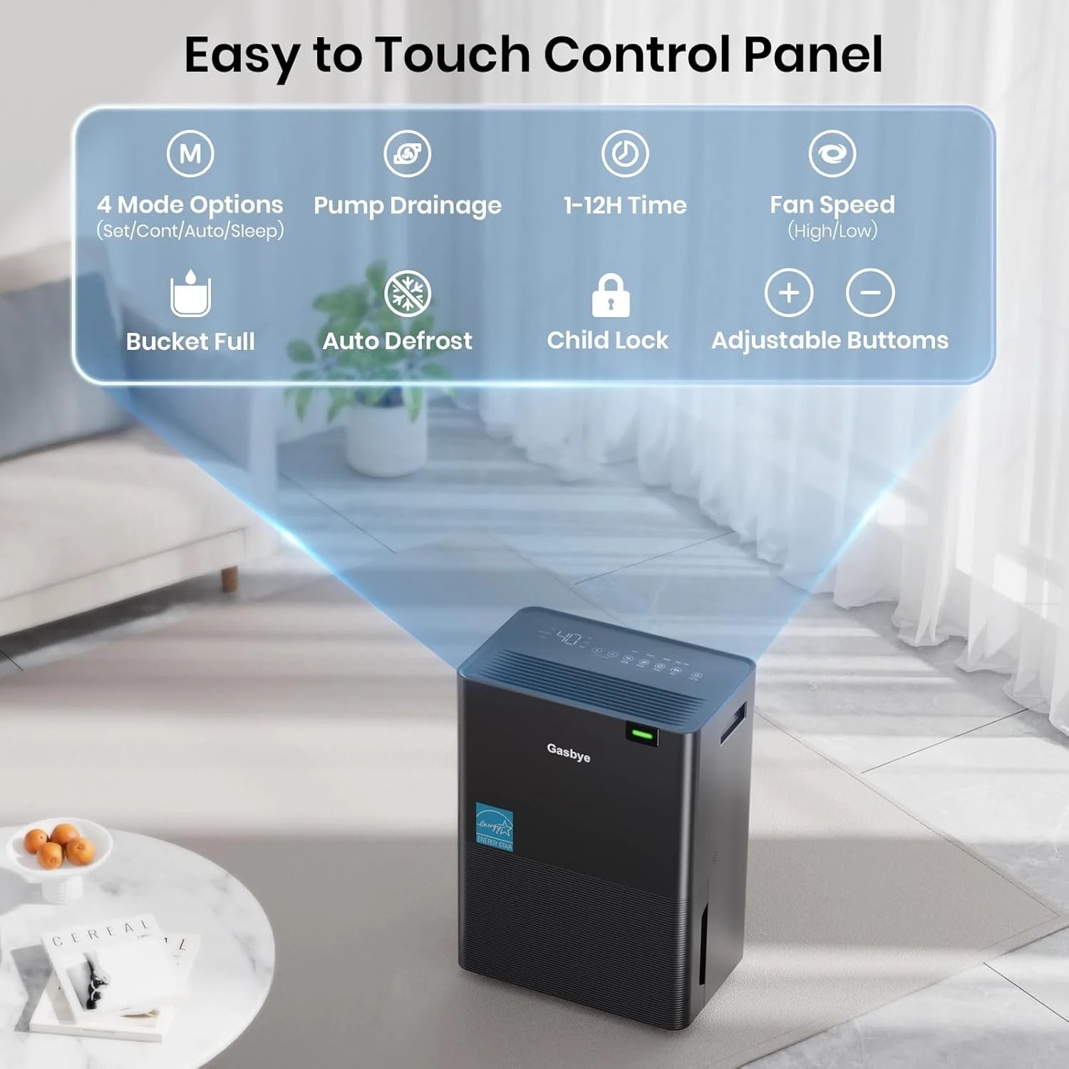 4500 Sq.Ft. Most Efficient Energy Star 2024 Dehumidifier for Basement with Drain Hose, Max 115 Pints/D Dehumidifier for Large Room, [45dB Quiet Compressor], Easy Drainage, Auto-restart, Black