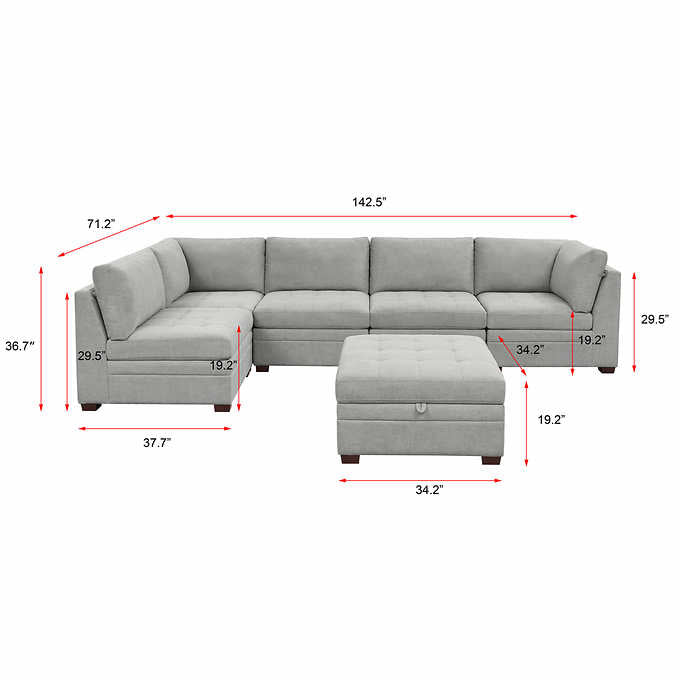 2025 Thomasville Tisdale Fabric Sectional with Storage Ottoman