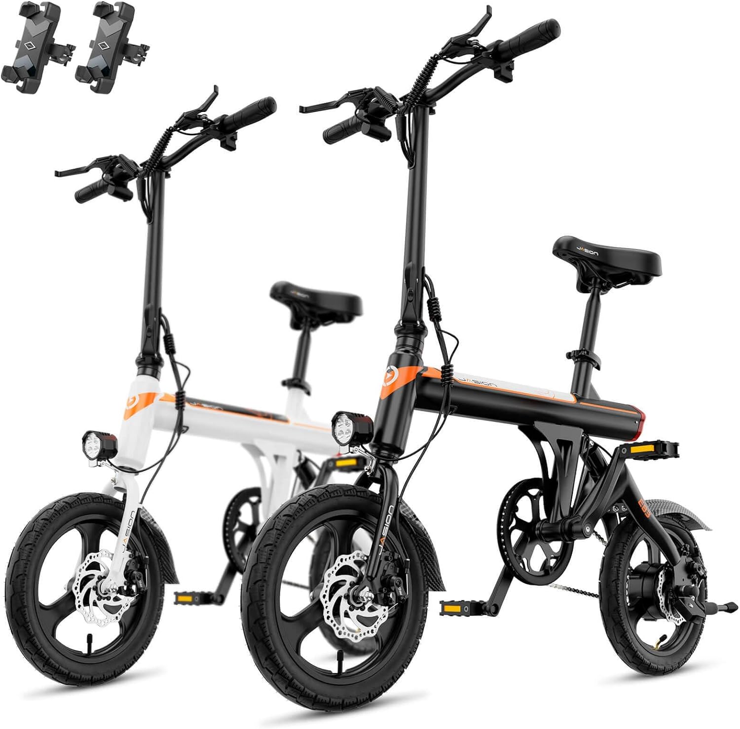Jasion EB3 Electric Bike Adults 21mph, 500W Peak Motor, 270Wh Battery, Rear Suspension, 3 Levels Assist, 14&prime;&prime; Folding Ebike for Adults and Teens, Complies to UL2849