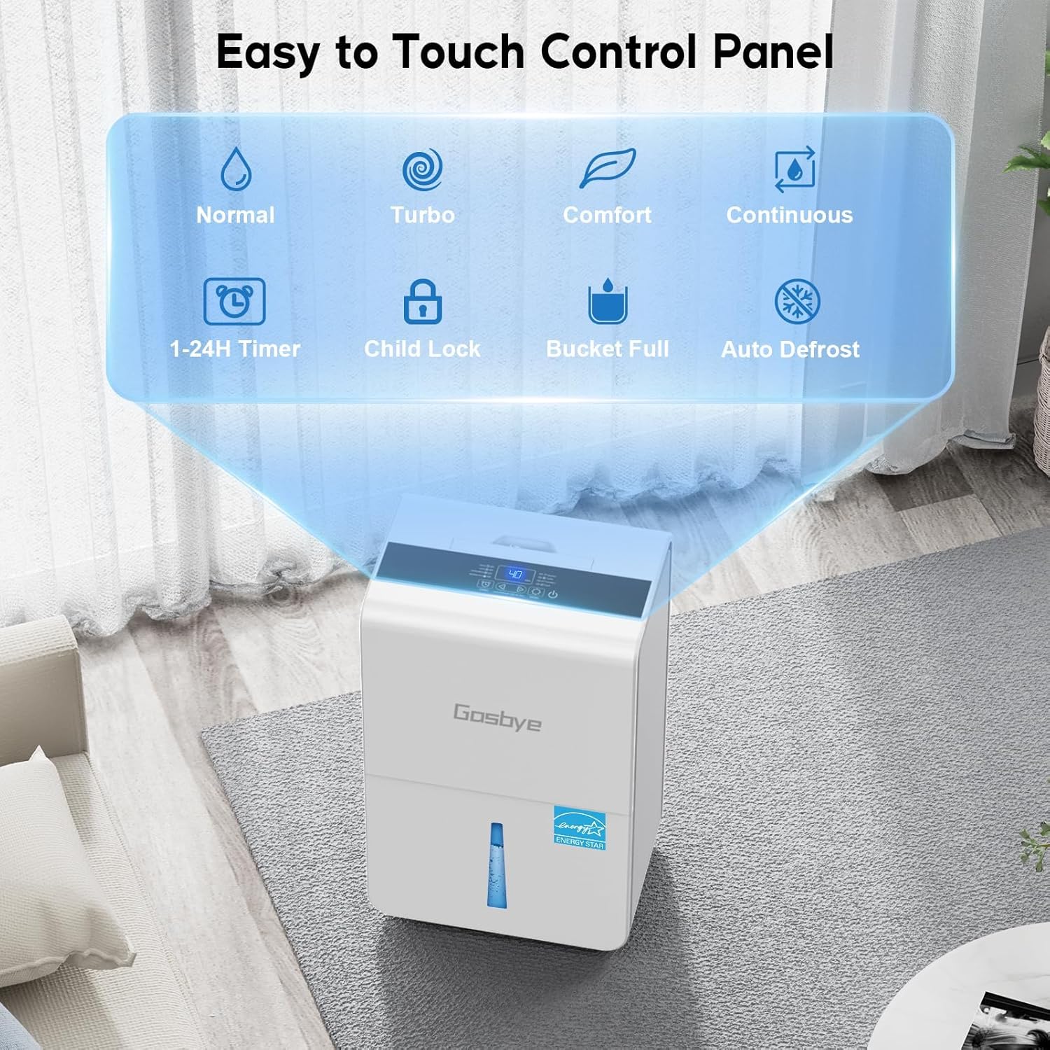 4500 Sq.Ft. Most Efficient Energy Star 2024 Dehumidifier for Basement with Drain Hose, Max 115 Pints/D Dehumidifier for Large Room, [45dB Quiet Compressor], Easy Drainage, Auto-restart, Black