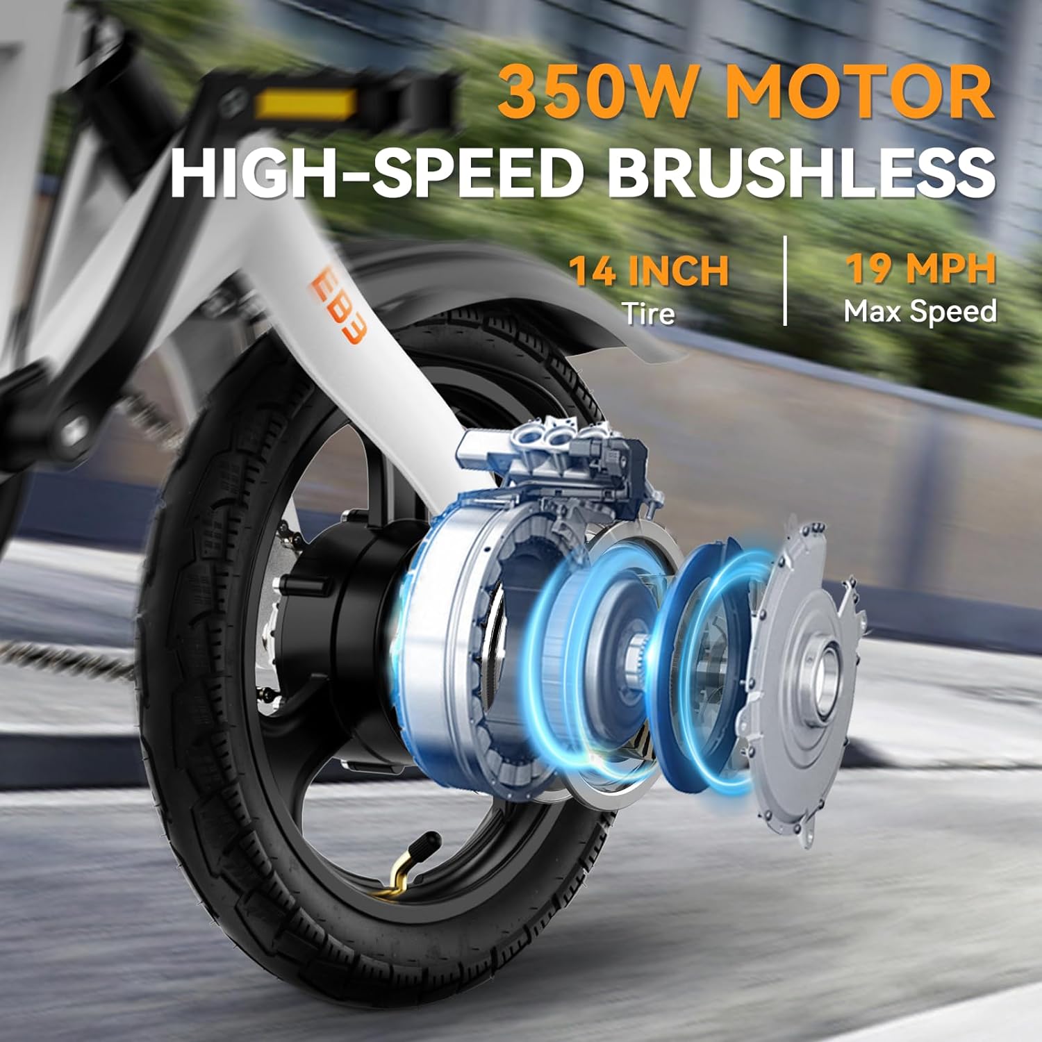 Jasion EB3 Electric Bike Adults 21mph, 500W Peak Motor, 270Wh Battery, Rear Suspension, 3 Levels Assist, 14&prime;&prime; Folding Ebike for Adults and Teens, Complies to UL2849