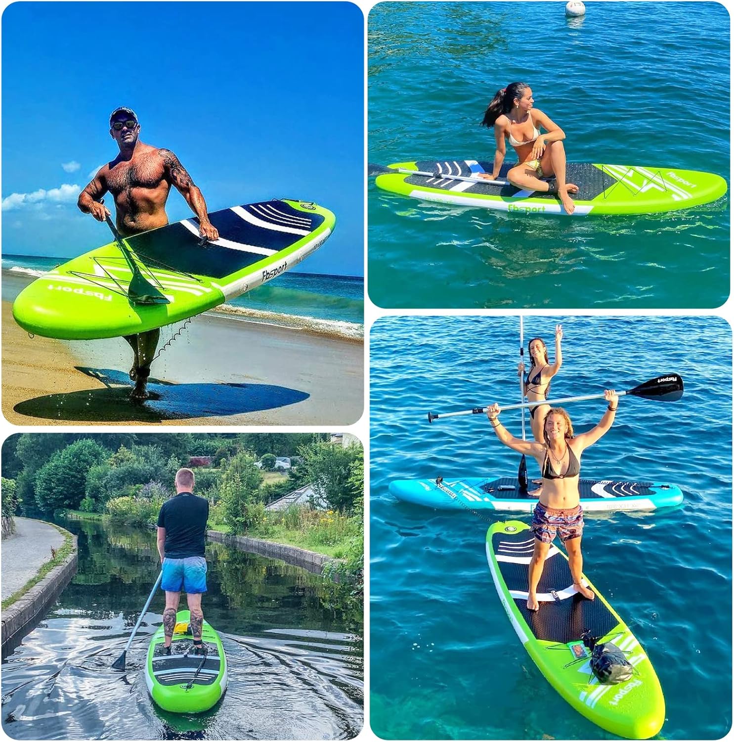 Premium Stand Up Paddle Board Yoga Board with Durable SUP Accessories & Carry Bag | Wide Stance Surf Control Non-Slip Deck Leash Paddle and Pump for Youth & Adult