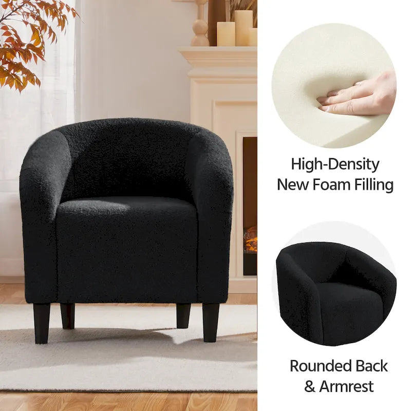 Yaheetech Club Chair Accent Barrel Chair Upholstered Arm Chair
