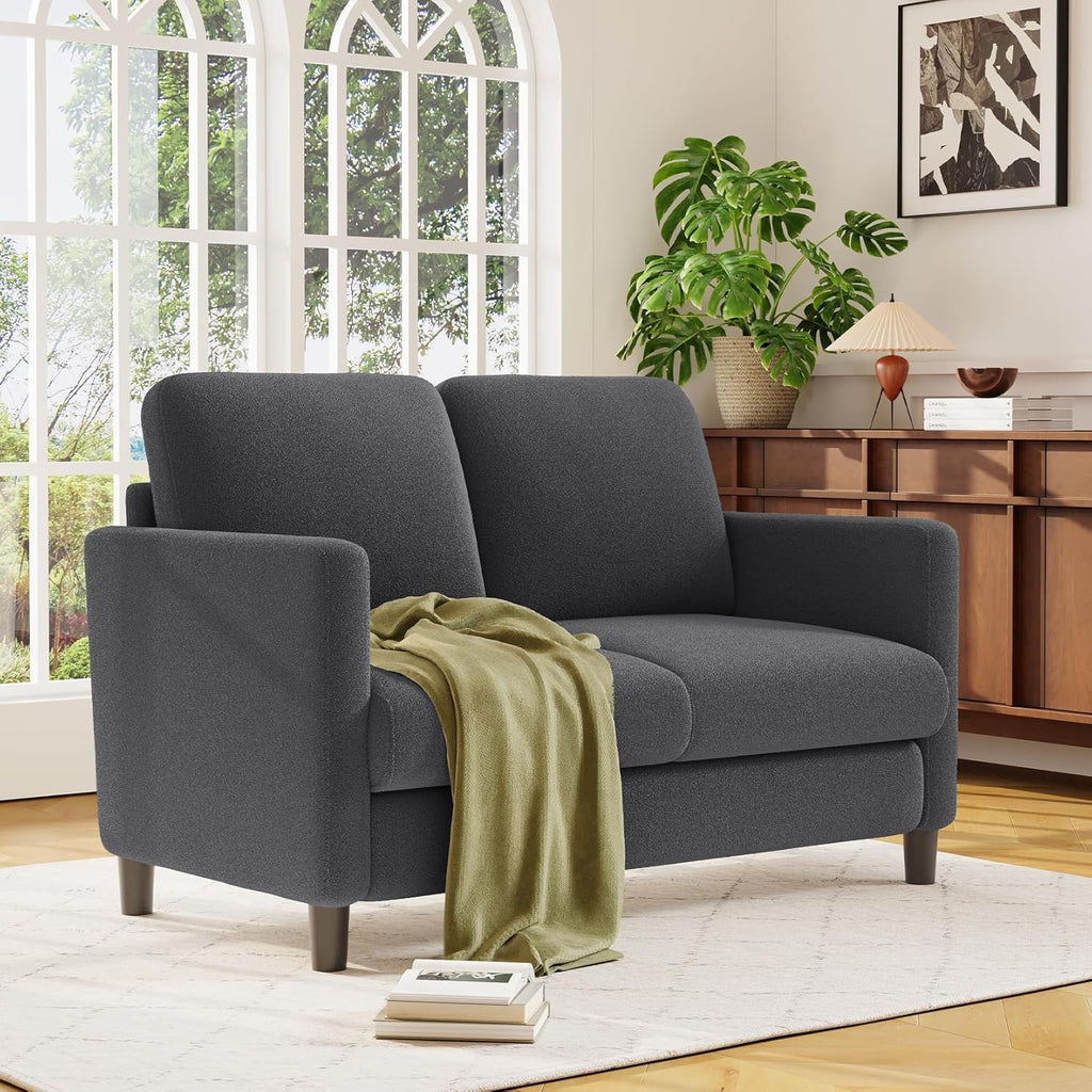 Loveseat Sofa 51" Love Seat Comfy Corduroy Small Loveseat Small Spaces Tool-Free Setup Couch