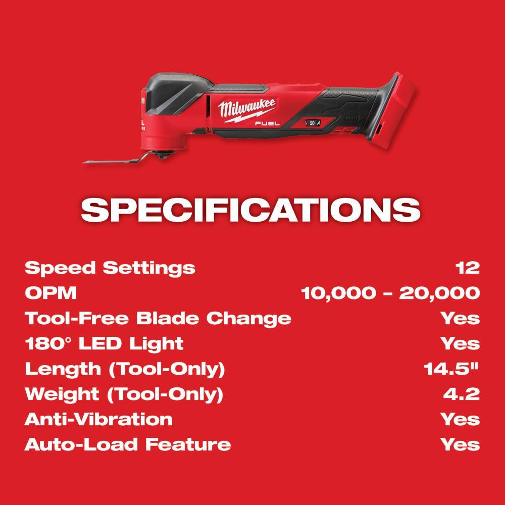 2836-21 M18 FUEL 18V Lithium-Ion Cordless Brushless Oscillating Multi-Tool Kit with one 5.0 Ah Battery, Charger and Tool Bag
