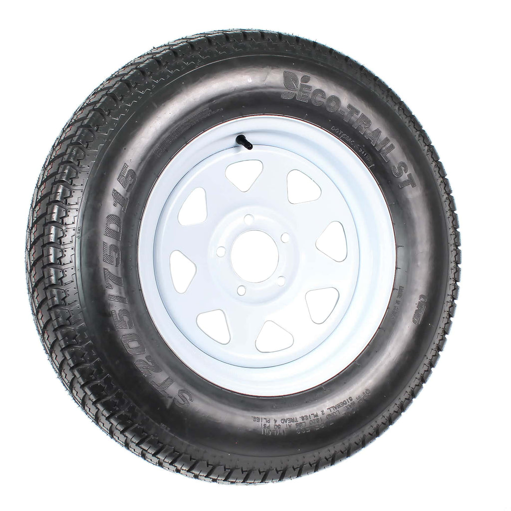 2025 2-Pack Trailer Tire On Rim ST205/75D15 205/75 D 15 in. LRC 5 Hole White Spoke