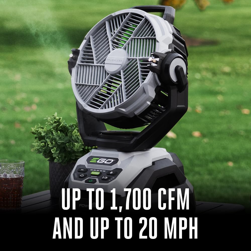 POWER+ Portable Misting Fan - 18" Outdoor Electric, 5 Speeds