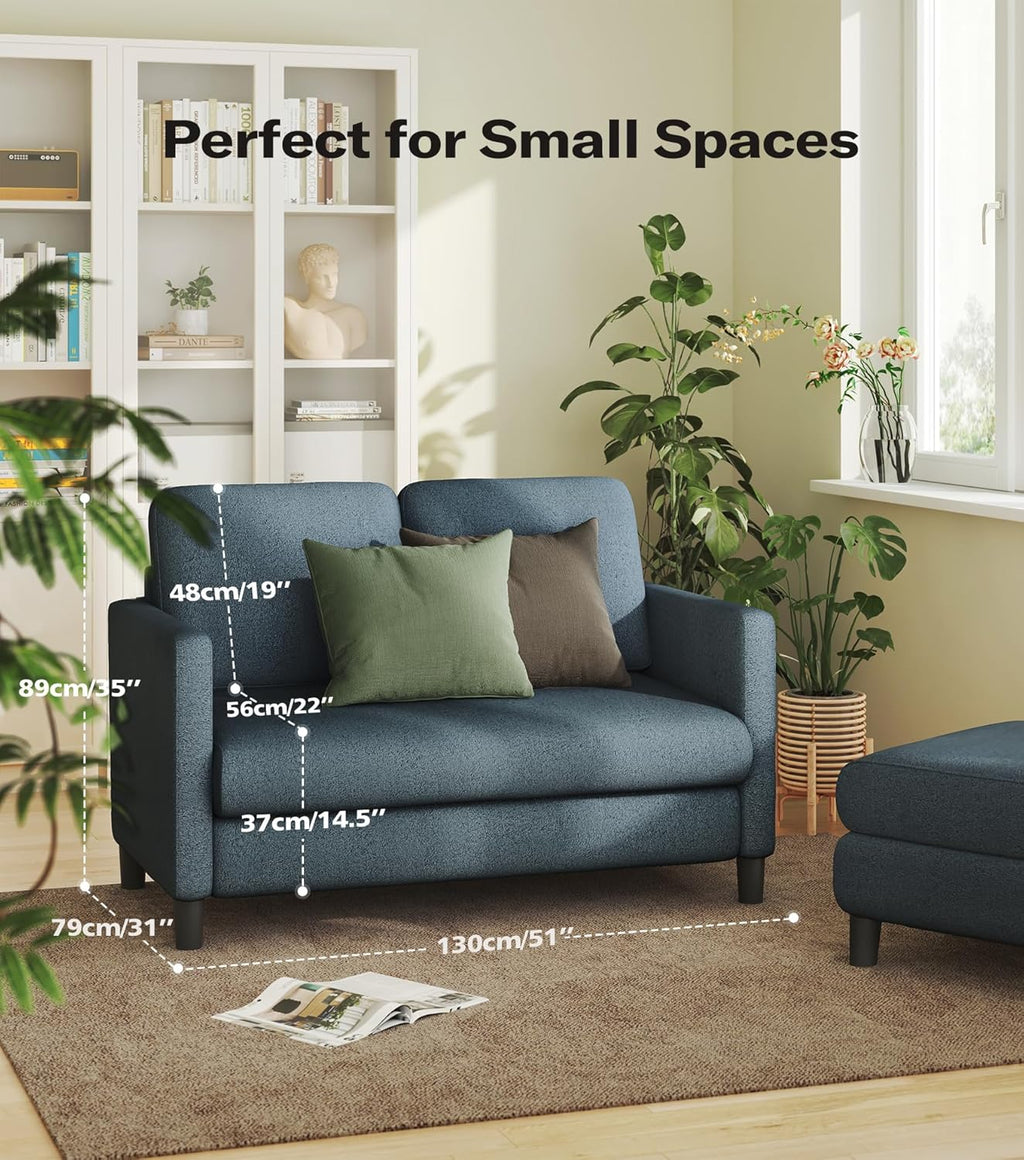 Loveseat Sofa 51" Love Seat Comfy Corduroy Small Loveseat Small Spaces Tool-Free Setup Couch