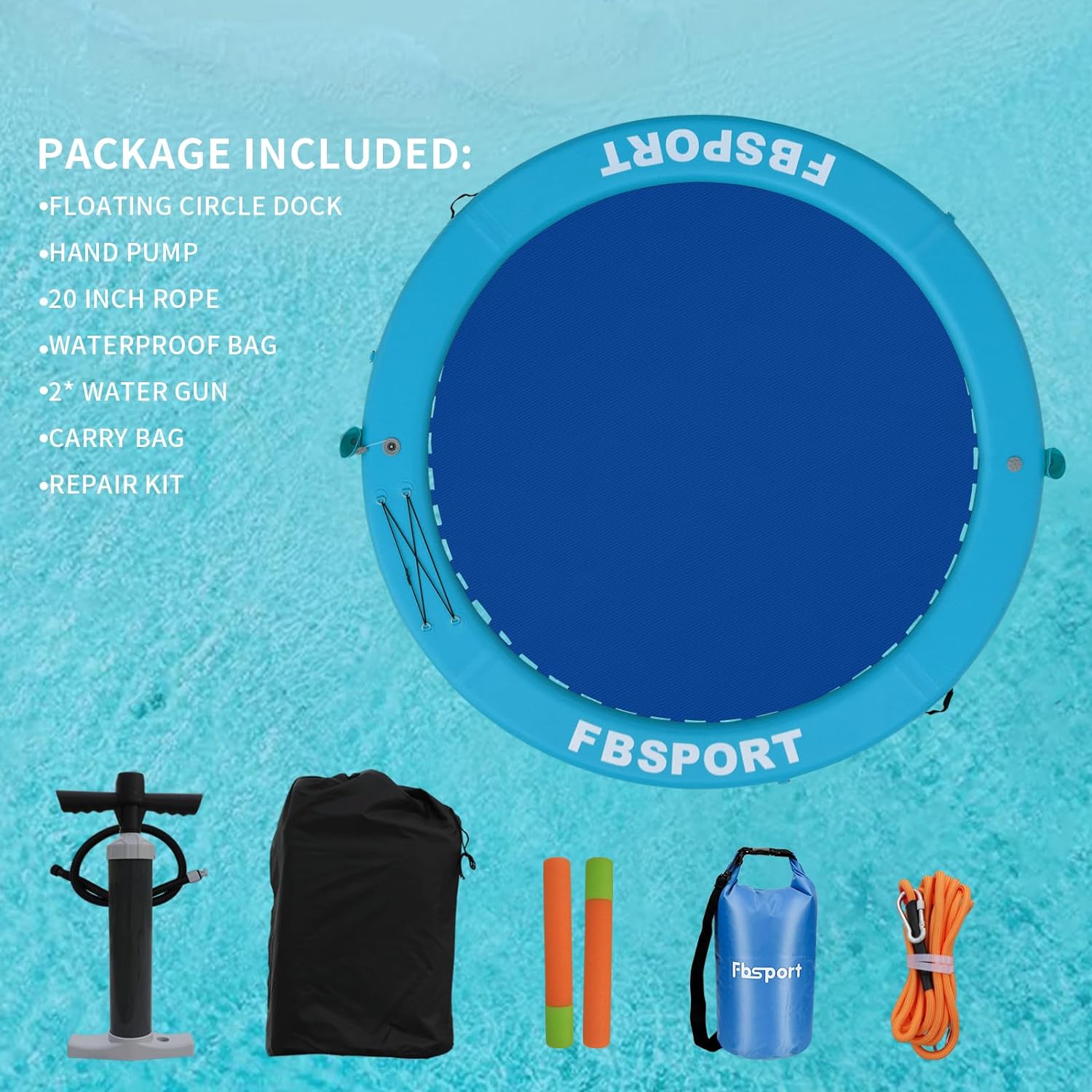 Inflatable Dock Floating Platform 8ft Inflatable Water Hammock Floating Deck for Lake W/Cupholder Round Floating Ring Float Ring Pool Float Raft Lounger Island Platform Pad