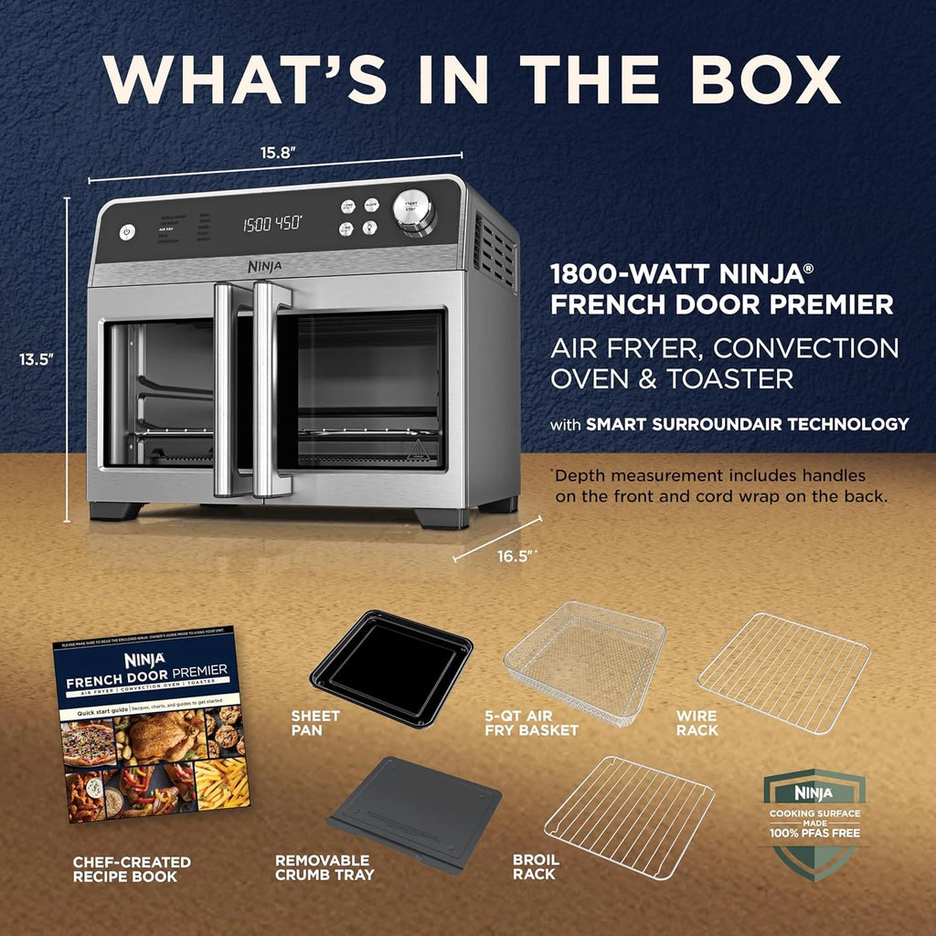 Ninja | French Door Premier | Air Fryer, Convection Oven, Toaster | 5-qt Air Fry Basket
