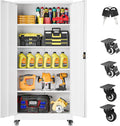SISESOL Metal Storage Cabinet with Wheels,75 inch Tall Rolling Garage Storage Cabinet